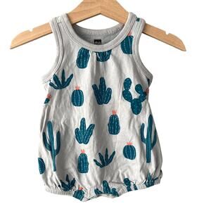 Tea Collection Ruffle Waist Tank Romper - Cactus -  Teal - 0-3M